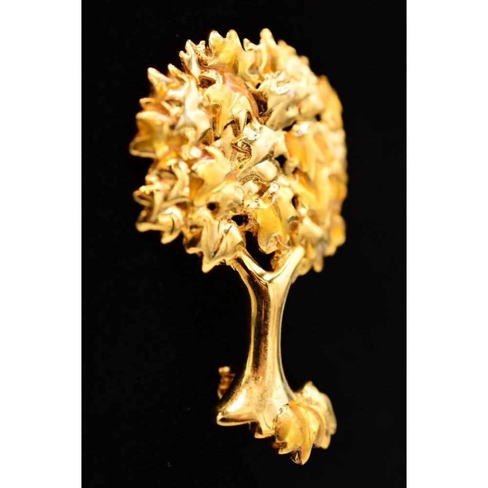 Danecraft Vintage Autumn Tree Pin Brooch Brushed Gold Fall Leaves Signed BinA10 - Picture 2 of 12